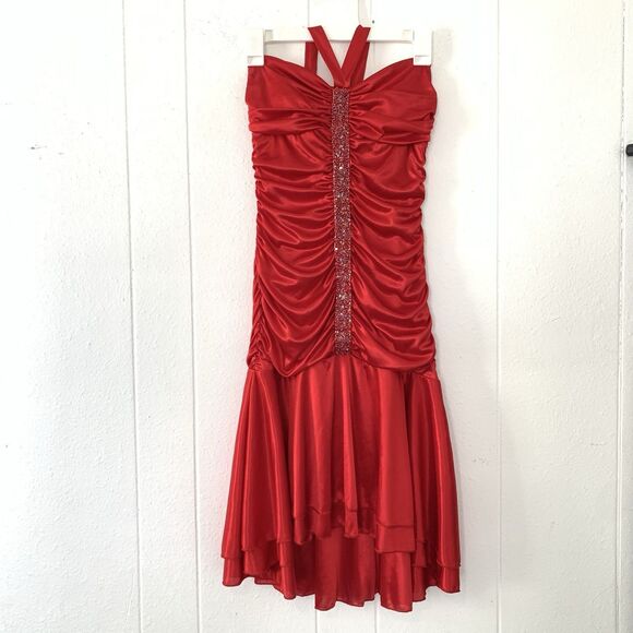 Beata Studios Womens Medium Dress Halter Red Beaded 90s Y2K Whimsy Dark Romantic - Picture 1 of 9